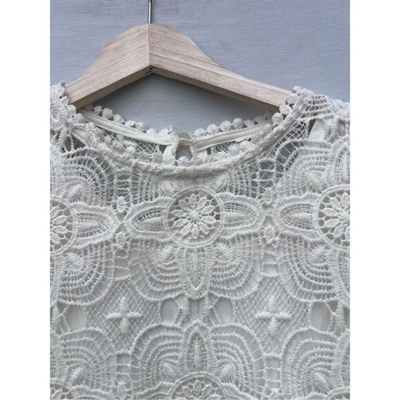 Art Class lacey ivory Sweater top long sleeve boho style size 14-16 - Picture 2 of 5